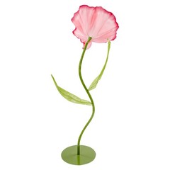Set Of 3 Artificial Corn Poppy Floor Stems Dark Pink EVA Iron Bases