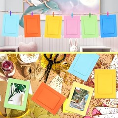 Pack Paper Picture Frames, 4×6 Colorful Photo Holder with Wooden Clips and 50