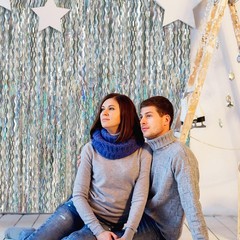 2 Pack Silver Backdrop Curtain Tinsel Streamers Sparkle Metallic Wavy Foil Fr…