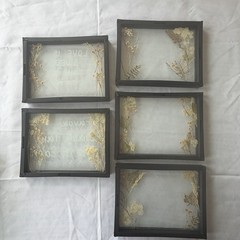 Lot of 5 black picture frames with dried flowers wedding party decor