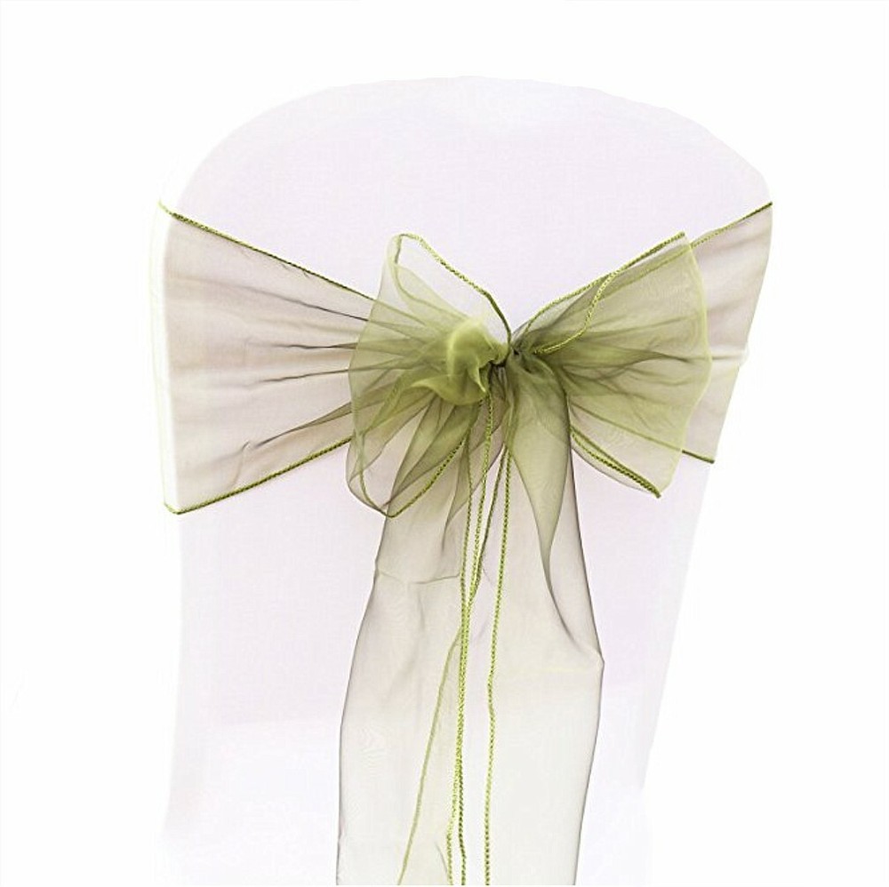 olive green organza chair sashes ties bow chair ribbons wedding birthday decor