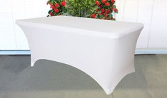 White Stretch Spandex fitted 5 Feet Rectangular Tablecloth Table Cover events