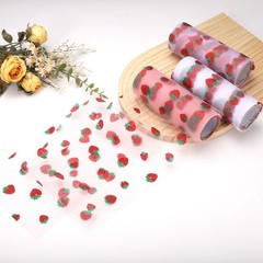 Strawberry Tulle Rolls Fabric, 6″ x 10 Yard Polyester Tulle Ribbon, White