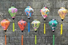 Set 8 Vietnam Silk Lanterns 22cm for Wedding Party, Outdoor Garden, Patio Decor