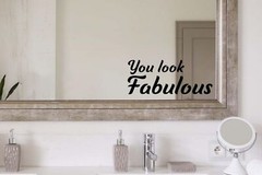 You Look Fabulous Inspirational Quote Mirror Wall Stickers Black Gloss Vinyl …