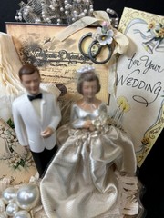 Vintage Handmade Bride & Groom Wedding Table Centerpiece Decoration