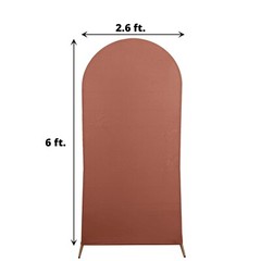 6 ft TERRACOTTA Matte Fitted Spandex Round Top Arch Backdrop STAND COVER Party