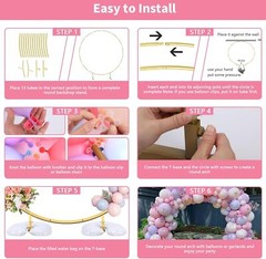 Round Backdrop Stand 6.6 FT – Gold Circle Balloon Arch Frame, Wedding Arch Frame