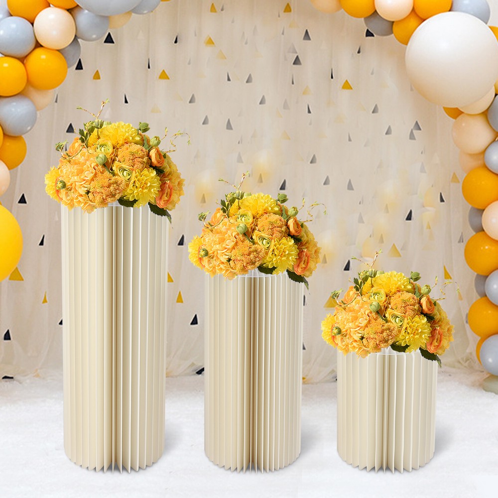 Three-piece Set Foldable Cardboard Flower Stand With Pvc Panel DIY Flowers