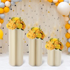Three-piece Set Foldable Cardboard Flower Stand With Pvc Panel DIY Flowers