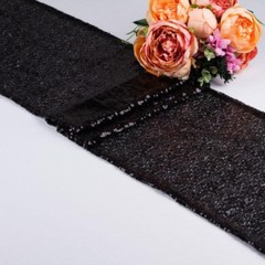 black glitter sequin table runner wedding anniversary birthday cake table decor