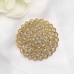 3 in Metal Rhinestones Flower Brooch Chair SASH PIN Party Events Decorations