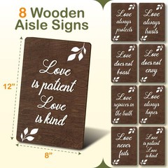 Rustic Wedding Aisle Signs – Set Of 8, 1 Corinthians 13 Wooden Wedding Decor …