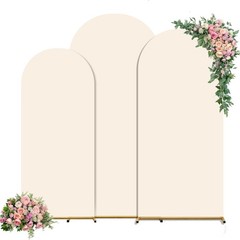 Versatile 3-Pc Spandex Arch Covers for Weddings, Showers & More – 6-7.2 FT Beige
