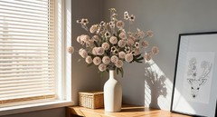 Fake Kiku Flowers, Faux Silk Pompon Mums Artificial Flowers,