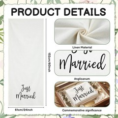 Just Married Wedding Car Banner Linen Sign Decorations 24×60 In Wedding Decor