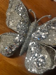 4 Champagne Butterfly Clips Blush Large 6″ Wedding Decorations Sparkly Glitter