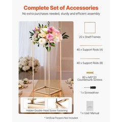 Uimoso Set of 10 Elegant 23.62-inch Flower Stands for Weddings and Home Decor