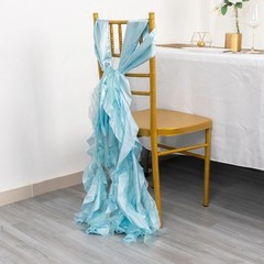 5 BLUE Curly Willow Chiffon Satin CHAIR SASHES Party Event Decorations Supplies