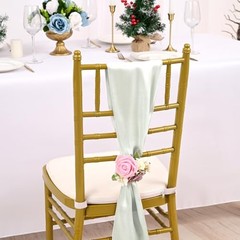 60 PCS 7×108 Inch Satin Chair Sashes Bows Universal Chair Cover 60 Pcs Silver