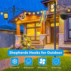 Adjustable Shepherd Hooks for Outdoor, 2 Pack 80 Inch 5 Prong Base … Fast Ship