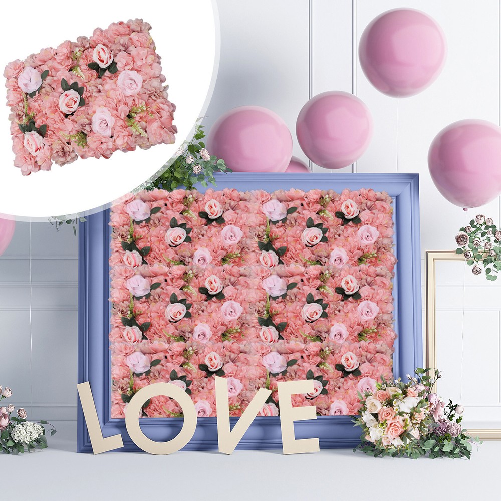 12x Flower Wall Panel 23 x 15in Artificial Roses Hydrangeas for Wedding & Party