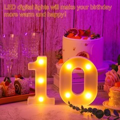 10 Pieces Decorative LED Light up Number Letters White Plastic Marquee Number…