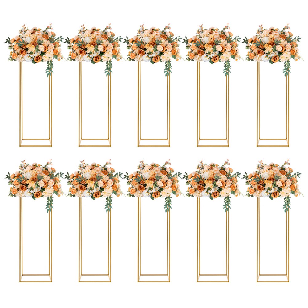 Flower Stand for Wedding Table 10x 31.5 in Tall Gold Metal Centerpieces Decor