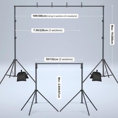 10×6.5ft Adjustable Backdrop Stand Kit, Heavy Duty Photography Background Sup…