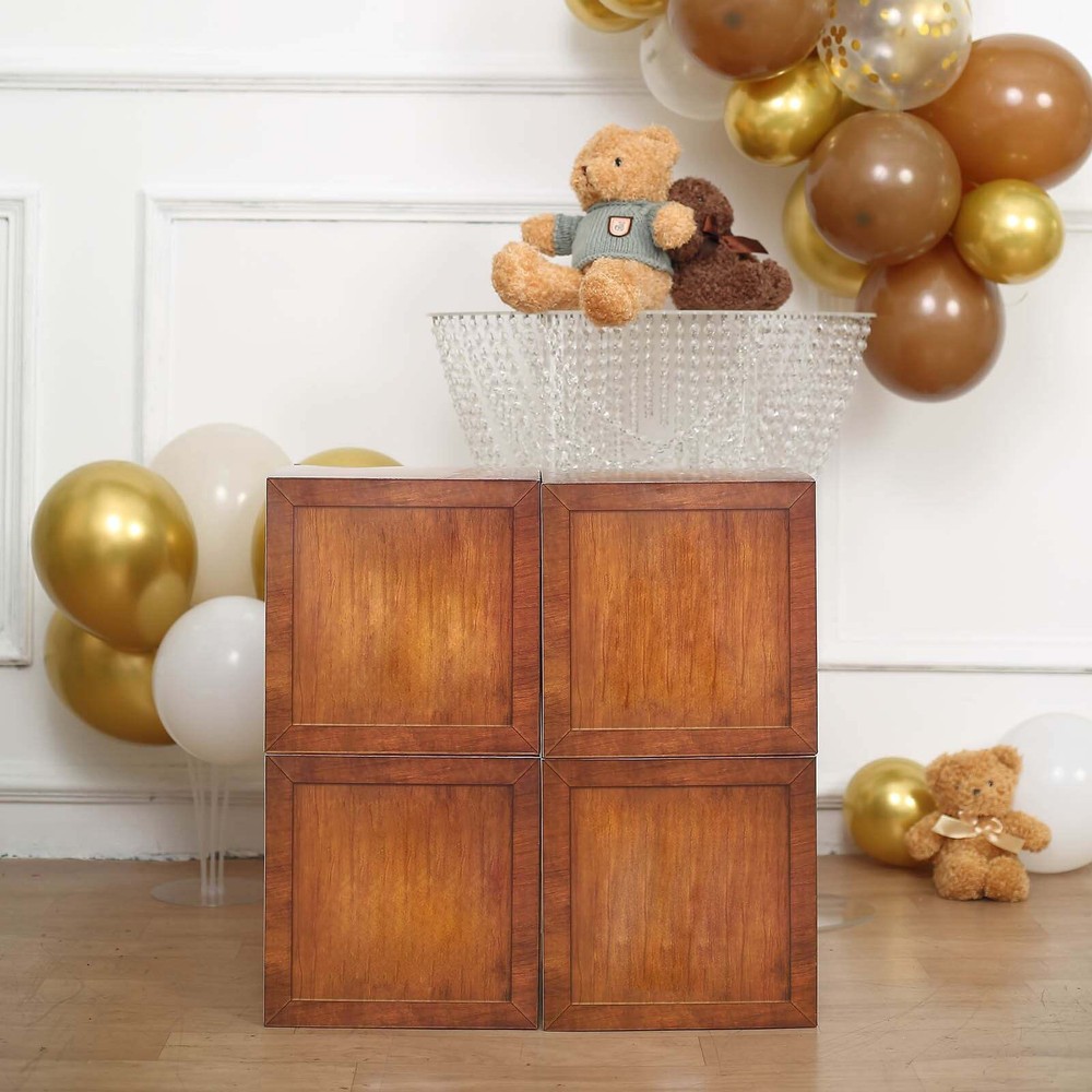 BROWN 12″ Balloon Boxes with Metallic Trim Centerpiece Decorations