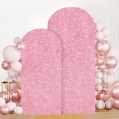 MODFUNS Glitter Arch Covers 7.2&6ft Pink Gold Wedding Arch Cover Set of 2