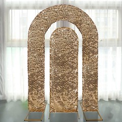 2 GOLD Big Sequin Wedding Arch Backdrop Stand Covers Wedding Events Party