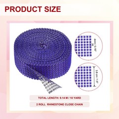 2 Roll 1.5″x20 Yard Crystal Rhinestones Mesh Ribbon Blue (4mm)