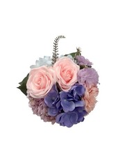 Blue & Blush Pink Wedding Bridal Bouquet, Silk Flower Bouquet, Lavender Wedding