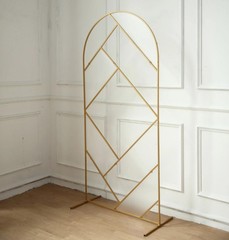 7 ft Gold Round Top Geometric Metal Wedding Backdrop Stand Party Events Supplies