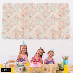 6Pcs Artificial Silk Flower Wall Panel Floral Backdrop Party Wedding Decoration