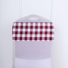 10 Burgundy on White Gingham Buffalo Plaid Polyester CHAIR SASHES Decorations
