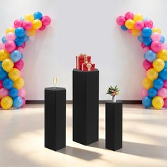 3pcs Hexagonal Display Stand 60/75/90cm Black Exhibitions Wedding Pedestal Stand
