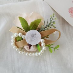 Champagne Color Rose Wrist Corsage and Boutonniere Set Artificial Corsage Wri…