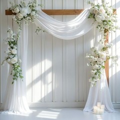 Wedding Arch Draping 28″ width x 19Ft length（1 Panel） White Drapes Curtain