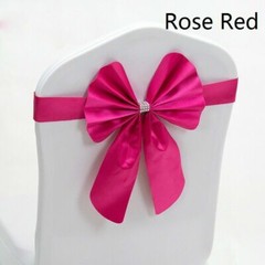 10X Chair Sash Bow Satin Bowknot Solid Slider Seat Band Wedding Party Decor Kits