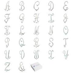 Rhinestone F Cake Topper Monogram Birthday Wedding Diamond Silver Crystal 4″