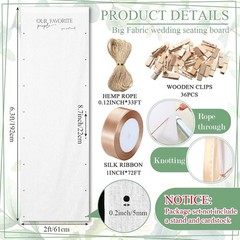 Wedding Seating Chart 76″x24″ Linen Fabric Reception Sign | Find Your Seat Bo…
