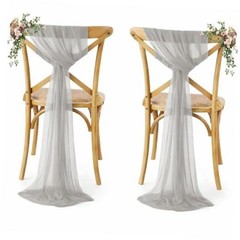 Pack of 50 Chiffon Chair Sashes Bows for Wedding Events Supplies, 50 pcs Grey