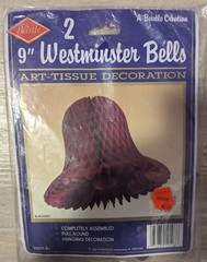Burgandy Red Honeycomb Bells – NOS – 2 Beistle 9″ Party Wedding Christmas