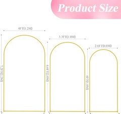 Durable Gold Metal Wedding Arch Backdrop – 3 Sizes for Elegant Celebrations
