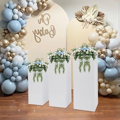 3 PCS Display Pedestal Stands White Square Tall Pedestal Stands Pedestal Wedding