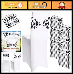 72 Pcs Cow Stripe Chair Sashes – Elastic Animal Print Bands for Safari Party Dec