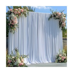 50FTx12FT White Wrinkle-Free Wedding Backdrop Curtain -Silky Washable White P…
