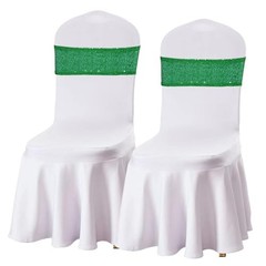 50 Pcs Sequin Chair Sashes Glitter Sequin Sashes Bands Decorative 50 PCS Green